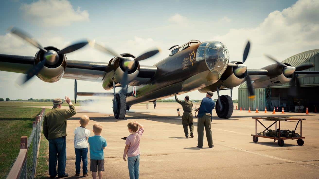 Lancaster bomber touches down for restoration work